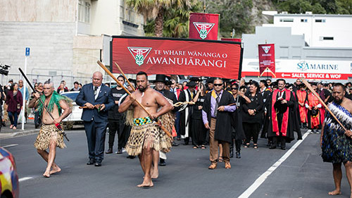 The Gown and Town Procession is always a highlight of Te Whare Wānanga o Awanuiārangi Graduation