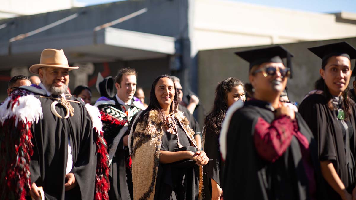 graduands of Awanuiārangi walk in procession